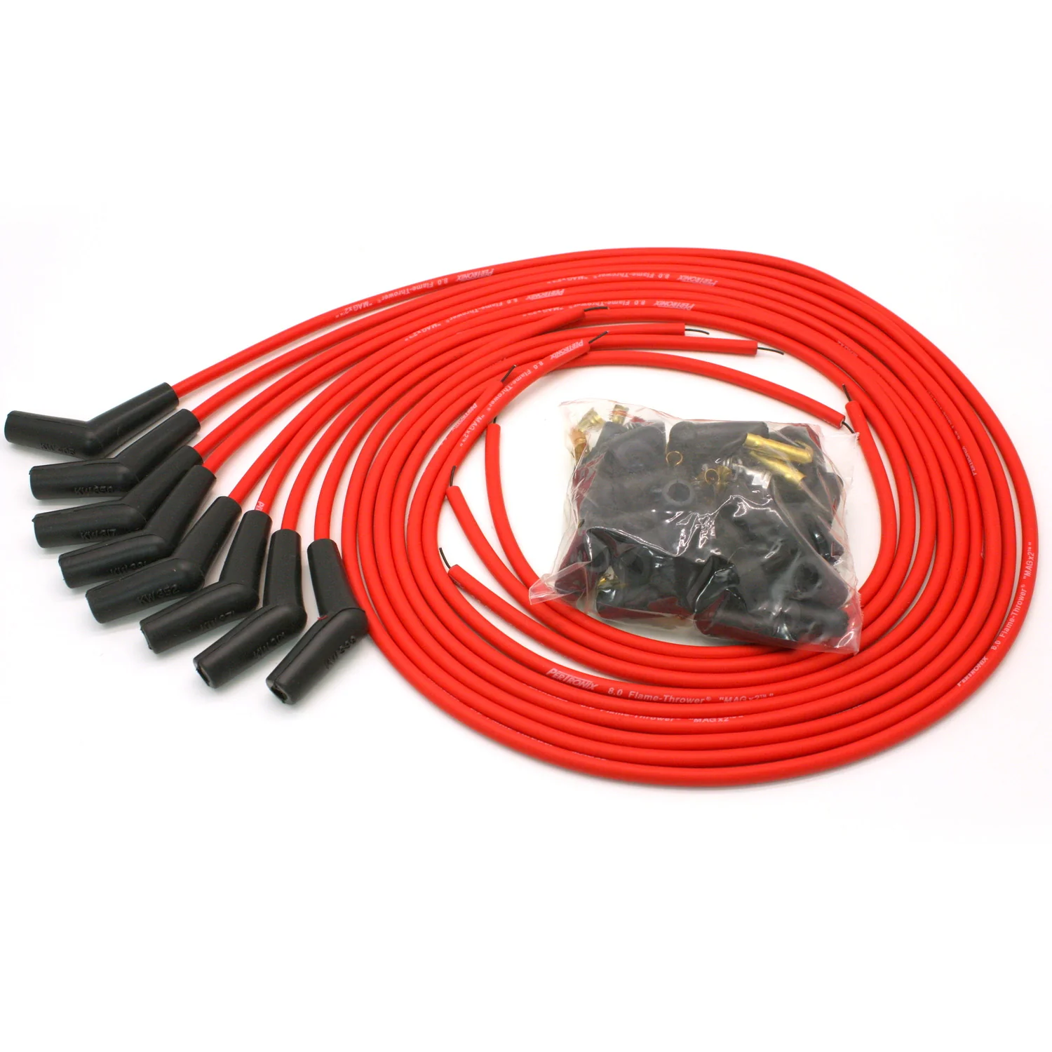 PerTronix 808415 Flame-Thrower Spark Plug Wires 8 cyl 8mm Universal 135 Degree Red