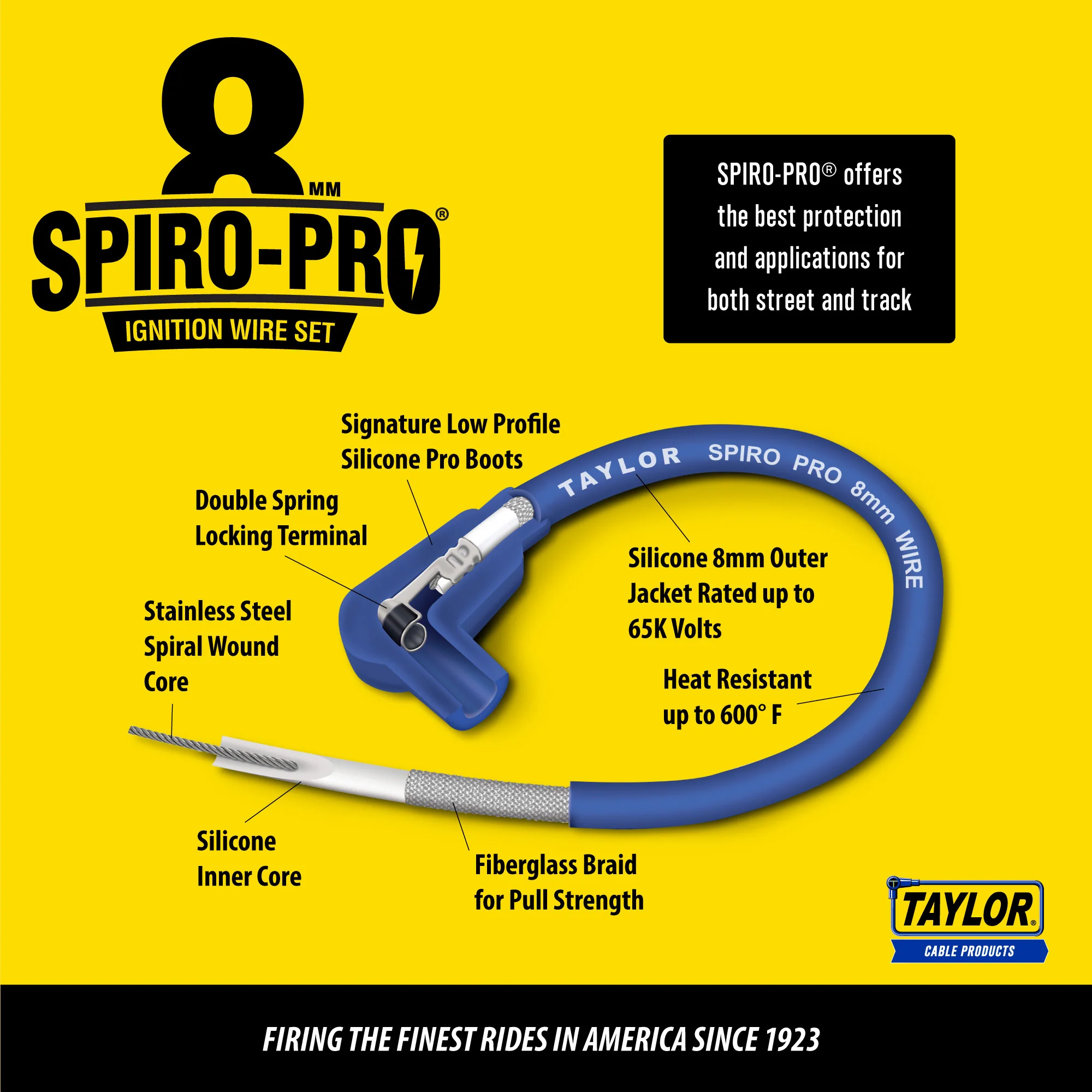Taylor Cable 10068 8mm Spiro-Pro Motorcycle black - Image 4