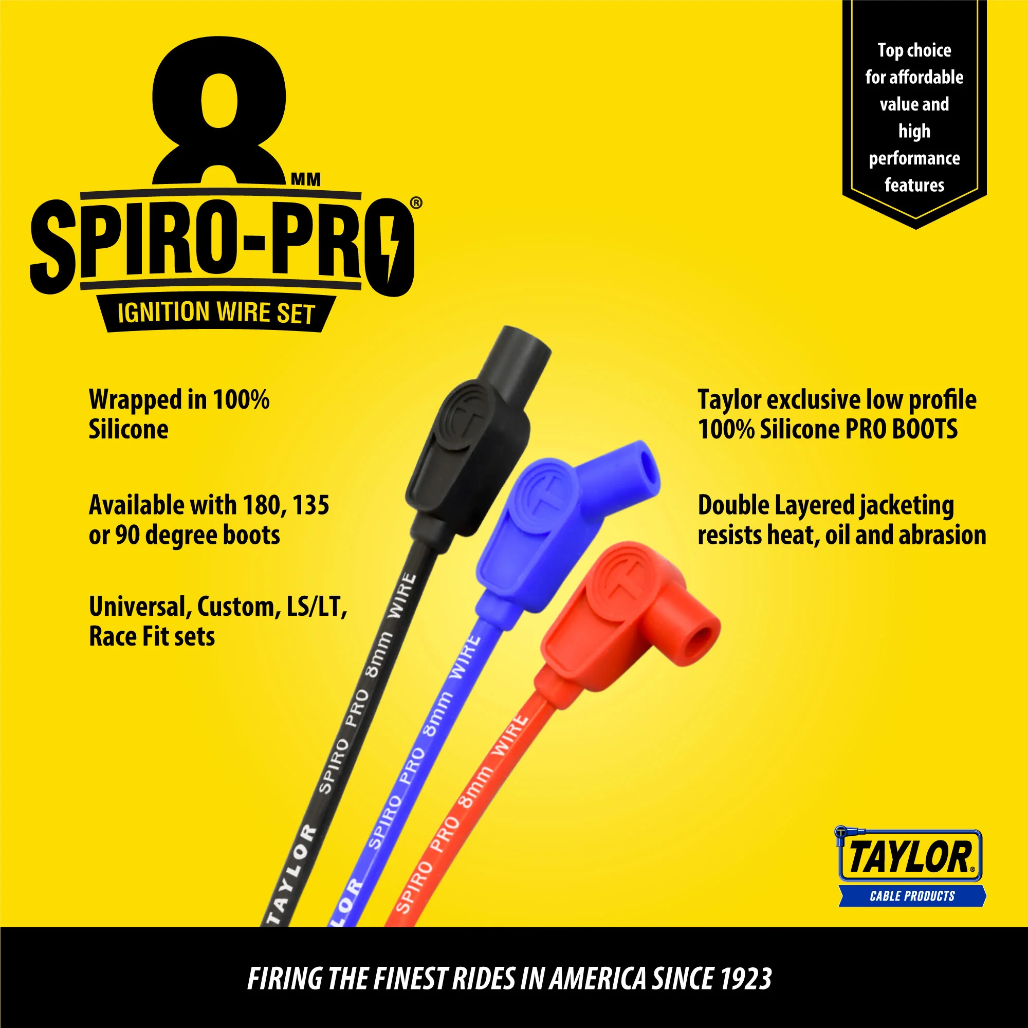 Taylor Cable 76002 8mm Spiro Pro Race Fit Spark Plug Wires 90° Black - Image 5