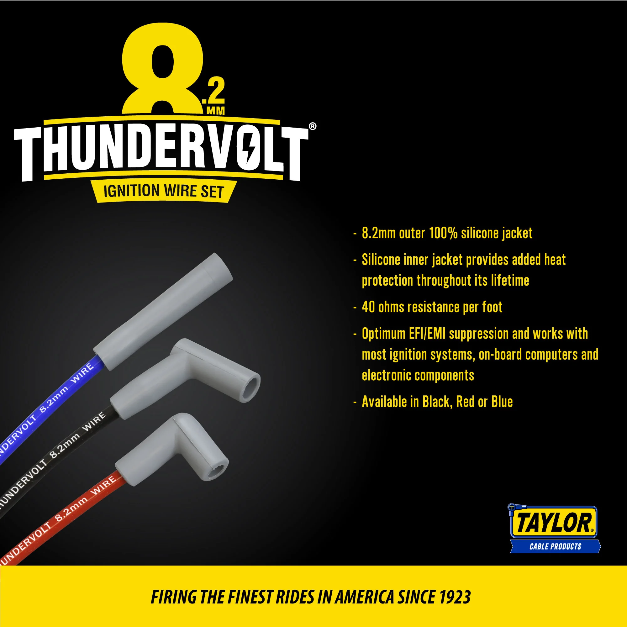 Taylor Cable 86629 8.2mm Thundervolt Race Fit Spark Plug Wires 90° Blue - Image 3